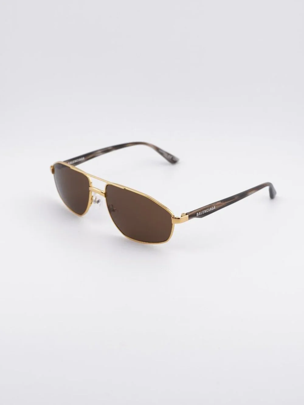 Balenciaga BB0012S 002 Unisex Sunglasses Gold Aviator Frame, Brown Lenses